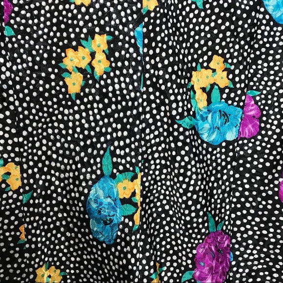 Vintage 90's LA Intimates Black Polka Dot Floral Slip Dress SM - Picture 4 of 4